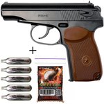 Набор Пневматический пистолет Borner Makarov (пластик) PM-X + Стальные шарики Fireball 500 шт/уп (зип-пакет) + Баллон CO2 SAS 5 шт