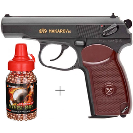 Набор Пневматический пистолет SAS Makarov SE + Стальные шарики Fireball 1500 шт/уп (IBKCMD440AZB_B1500CP)