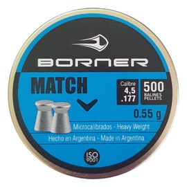 Свинцовые пули Borner "Match", для винт., 4,5 (500 шт.) 0,55 г, Количество в упаковке: 500 шт.