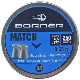 Свинцовые пули Borner "Match", для винт., 4,5 (250 шт.) 0,55 г, Количество в упаковке: 250 шт.