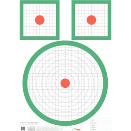 Мишень ИБИС 300 метров, круг + 2 квадрата, МОА+тысячные, размер А3, бумажная (103.00.53)