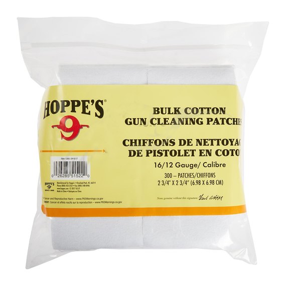 Патч для чистки Hoppe`s 12к-16к, квадратные, 300 шт/уп хлопок 1205S
