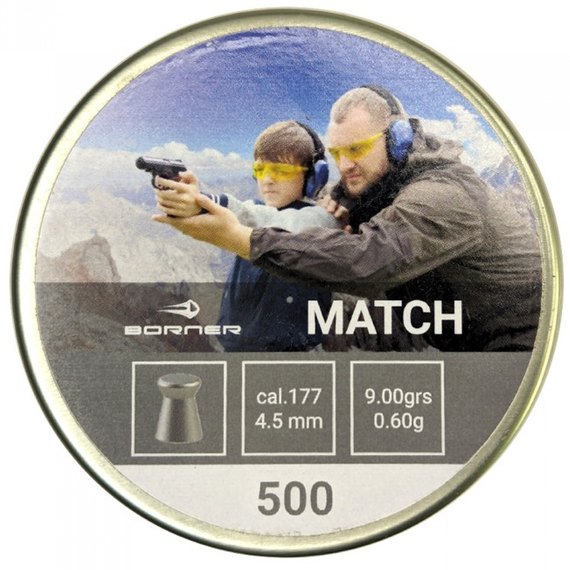 Свинцовые пули Borner "Match", для винт., 4,5 (500 шт.) 0,60 г