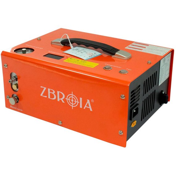 Компресор високого тиску Zbroia Portair S PCP 300 Bar 12v/110v/220v з автовідключенням ZYD12AHS Black/Orange, зображення 2