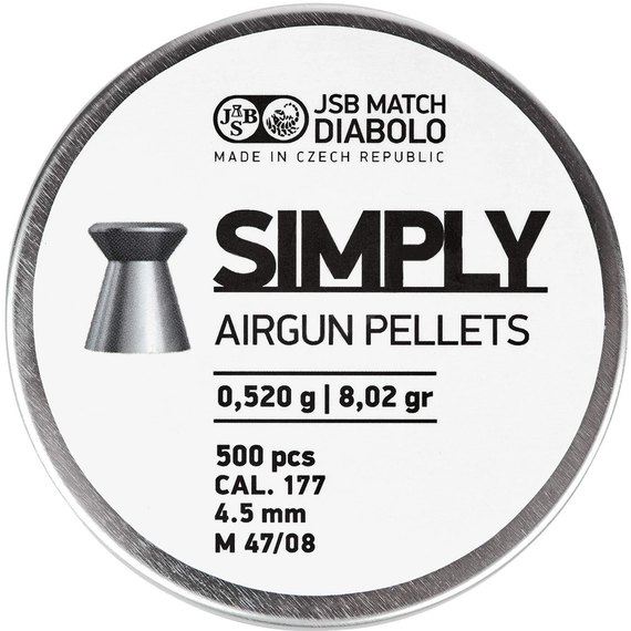 Свинцовые пули JSB Diabolo Simply, 4,5 мм ,0.52 гр, 500 шт/уп (001245-500)